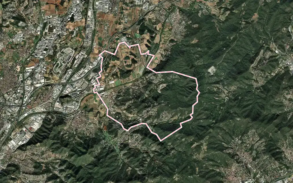 Vista satélite de Vilanova del Vallès con su contorno administrativo