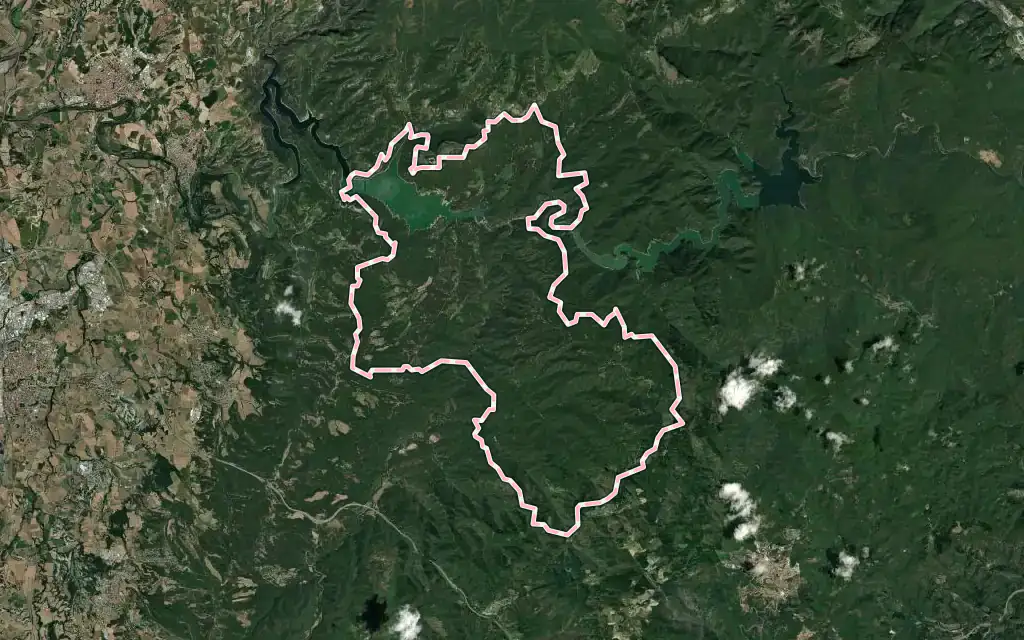 Vista satélite de Vilanova de Sau con su contorno administrativo