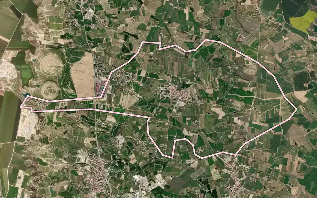 Vista satélite de Vilanova de Segrià con su contorno administrativo