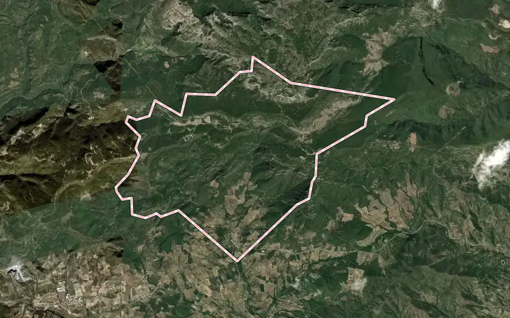 Vista satélite de Vilaplana con su contorno administrativo