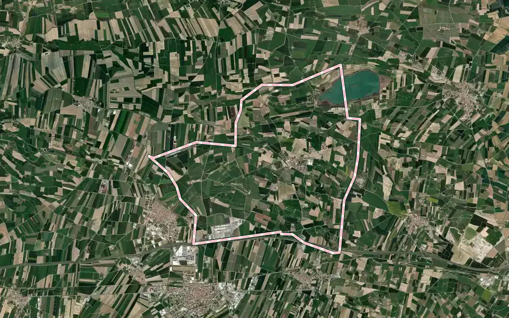 Vista satélite de Vila-sana con su contorno administrativo