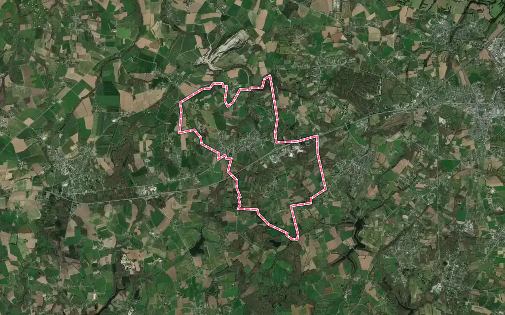 Vue satellite de Vildé-Guingalan avec ses contours administratifs