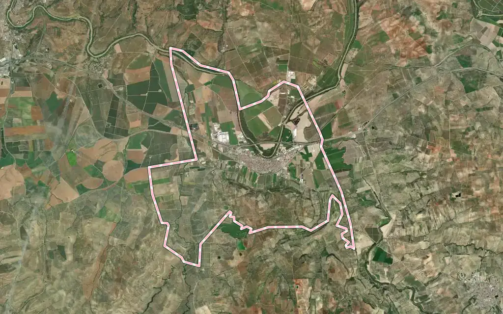 Vista satélite de Villa del Río con su contorno administrativo