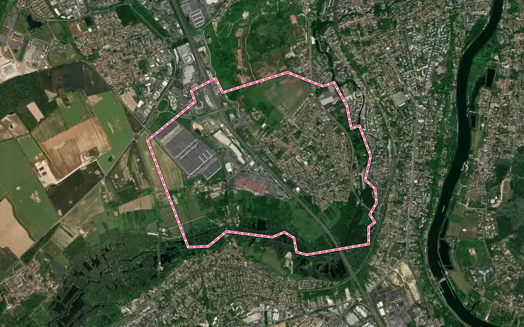 Vue satellite de Villabé avec ses contours administratifs