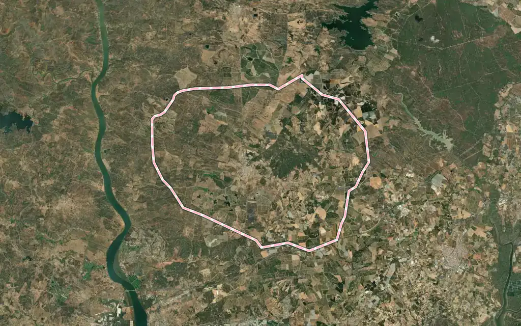 Vista satélite de Villablanca con su contorno administrativo