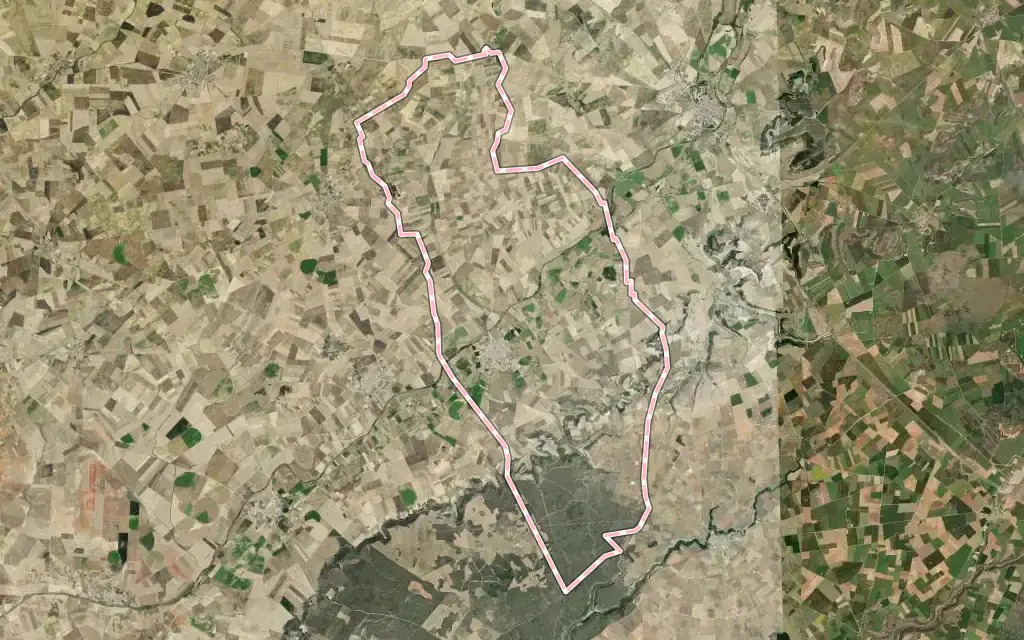 Vista satélite de Villabrágima con su contorno administrativo