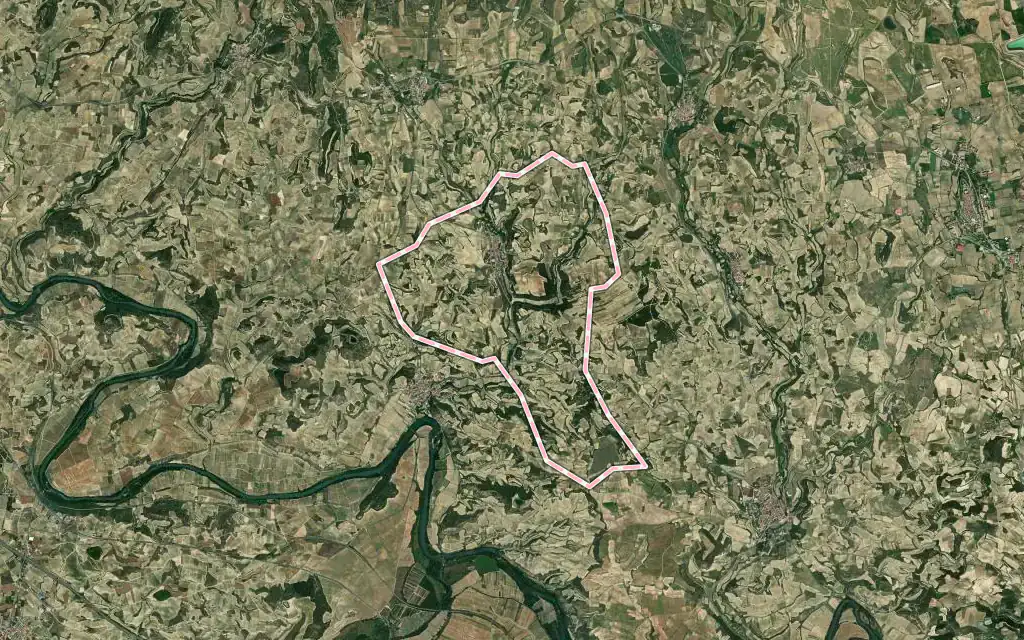 Vista satélite de Villabuena de Álava / Eskuernaga con su contorno administrativo