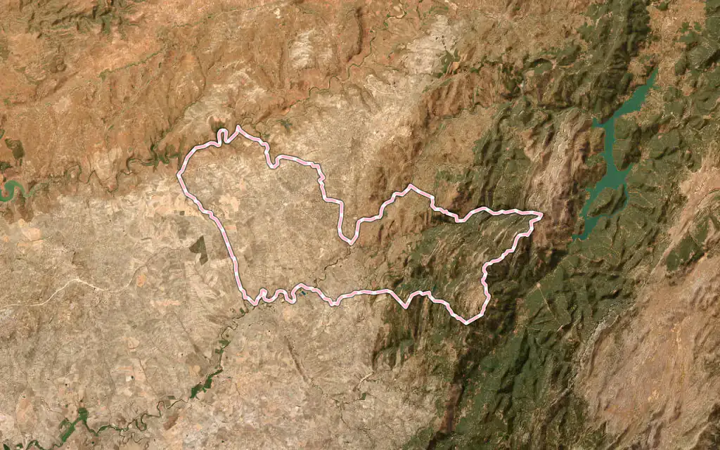 Vista satélite de Villacarrillo con su contorno administrativo