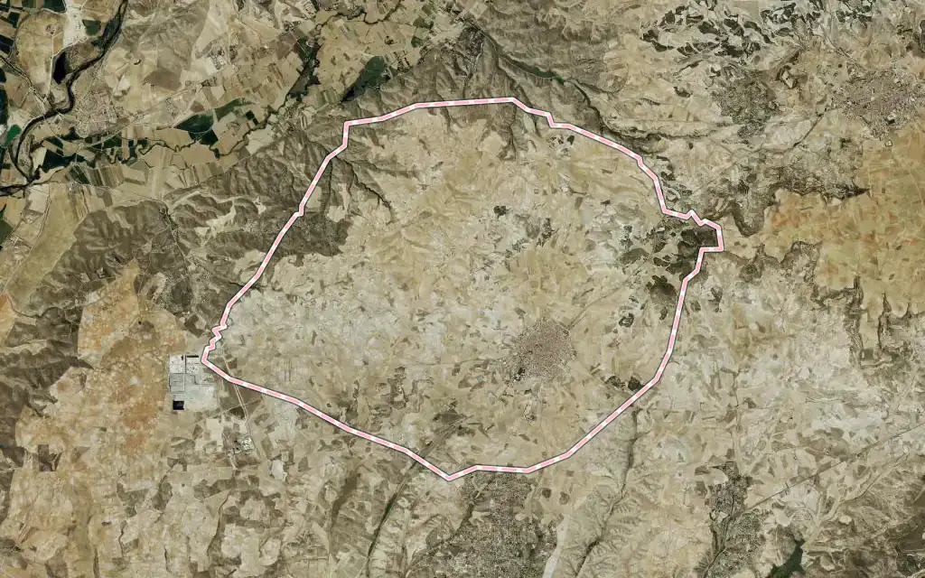 Vista satélite de Villaconejos con su contorno administrativo