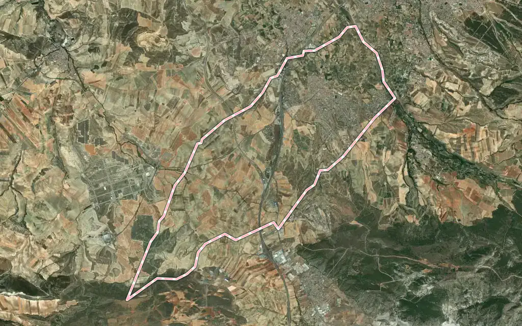 Vista satélite de Villa de Otura con su contorno administrativo