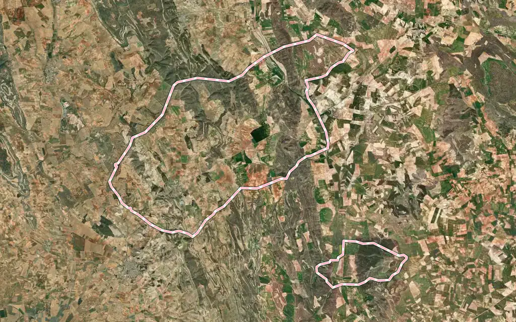 Vista satélite de Villaescusa de Haro con su contorno administrativo