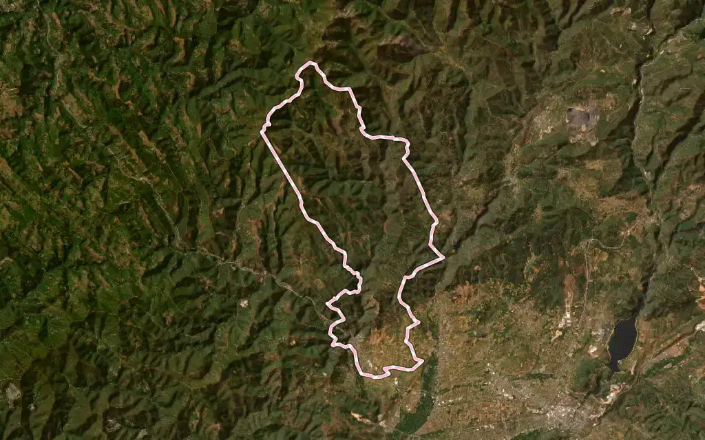Vista satélite de Villafranca del Bierzo con su contorno administrativo