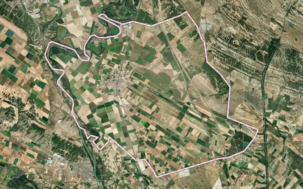 Vista satélite de Villafranca con su contorno administrativo