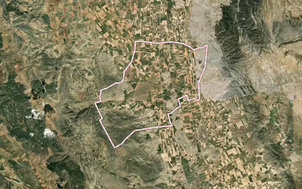 Vista satélite de Villafranca del Campo con su contorno administrativo