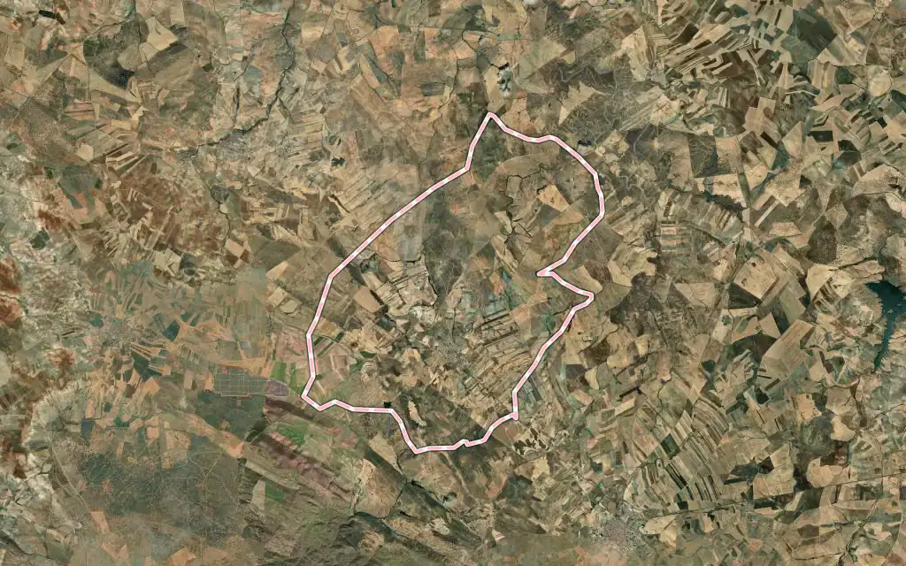 Vista satélite de Villagarcía de la Torre con su contorno administrativo
