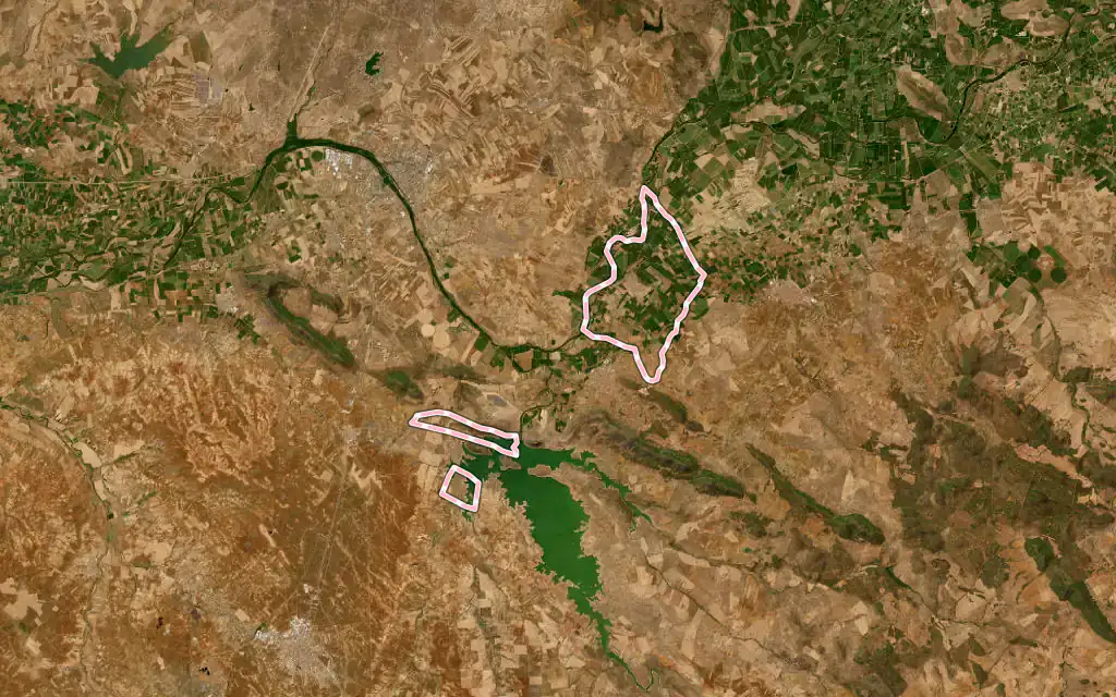 Vista satélite de Villagonzalo con su contorno administrativo