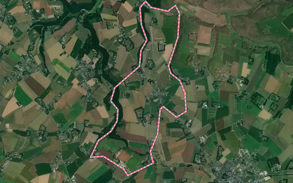 Vue satellite de Villainville avec ses contours administratifs