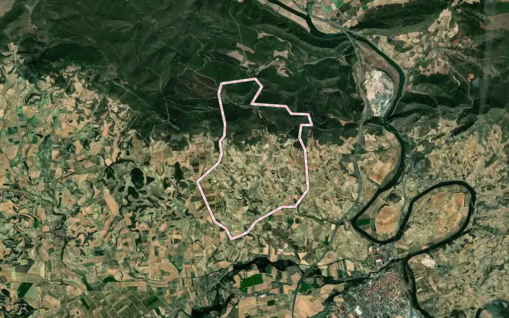 Vista satélite de Villalba de Rioja con su contorno administrativo