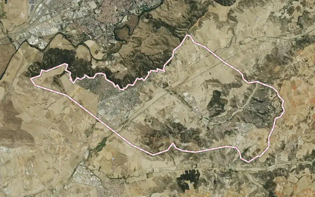 Vista satélite de Villalbilla con su contorno administrativo