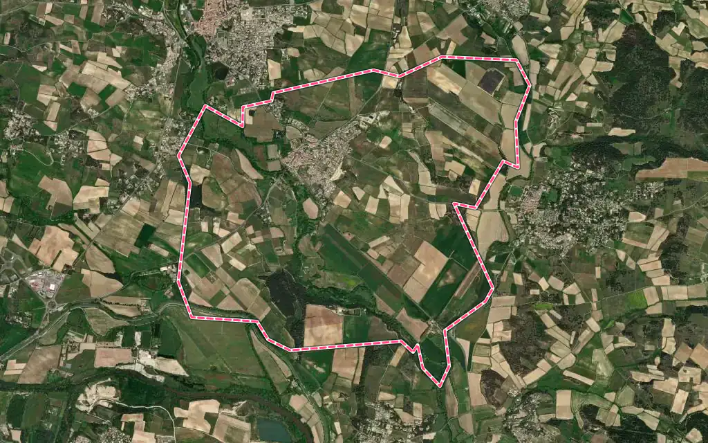 Vue satellite de Villalier avec ses contours administratifs