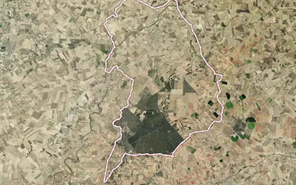 Vista satélite de Villalpando con su contorno administrativo