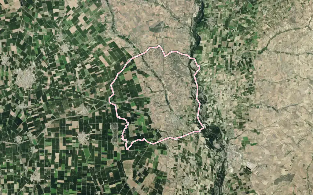 Vista satélite de Villamañán con su contorno administrativo