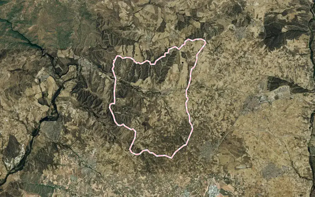 Vista satélite de Villamanta con su contorno administrativo
