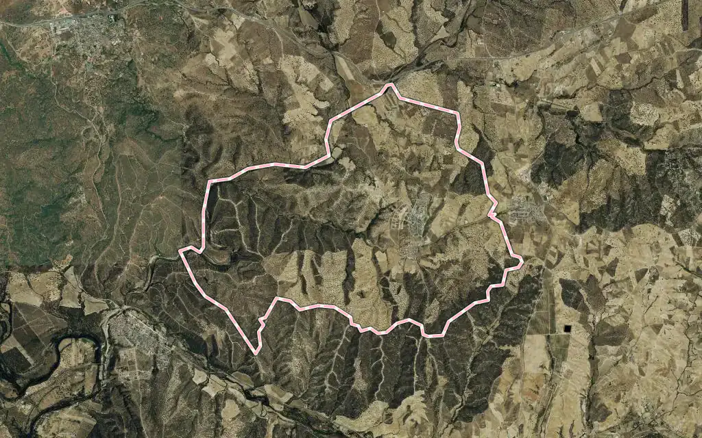 Vista satélite de Villamantilla con su contorno administrativo
