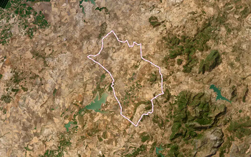 Vista satélite de Villamartín con su contorno administrativo