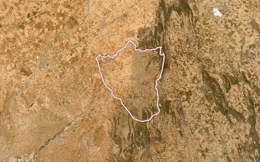 Vista satélite de Villamayor de Santiago con su contorno administrativo