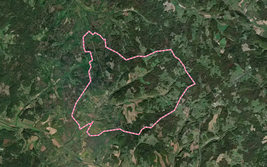 Vue satellite de Villamblard avec ses contours administratifs