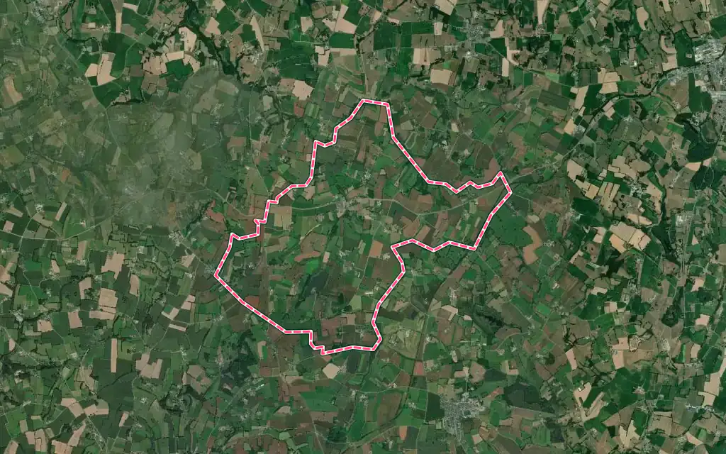 Vue satellite de Villamée avec ses contours administratifs