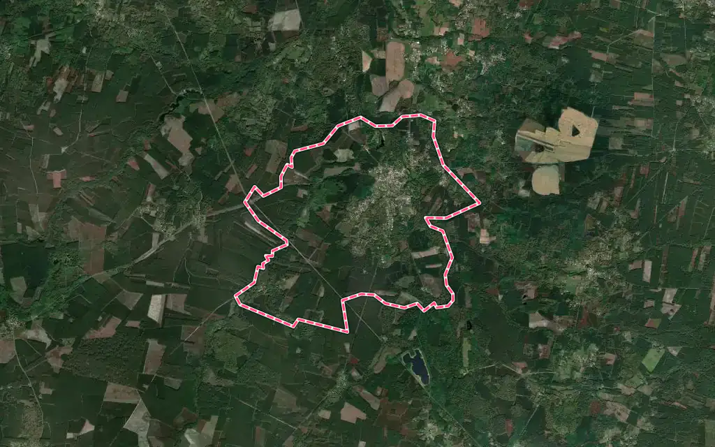 Vue satellite de Villandraut avec ses contours administratifs