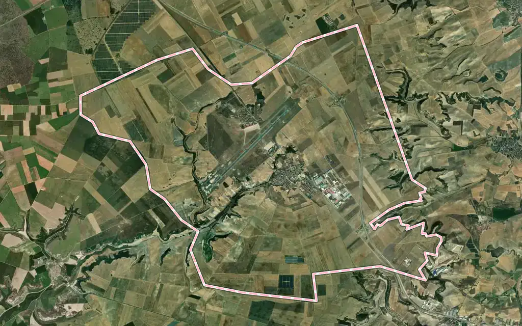 Vista satélite de Villanubla con su contorno administrativo