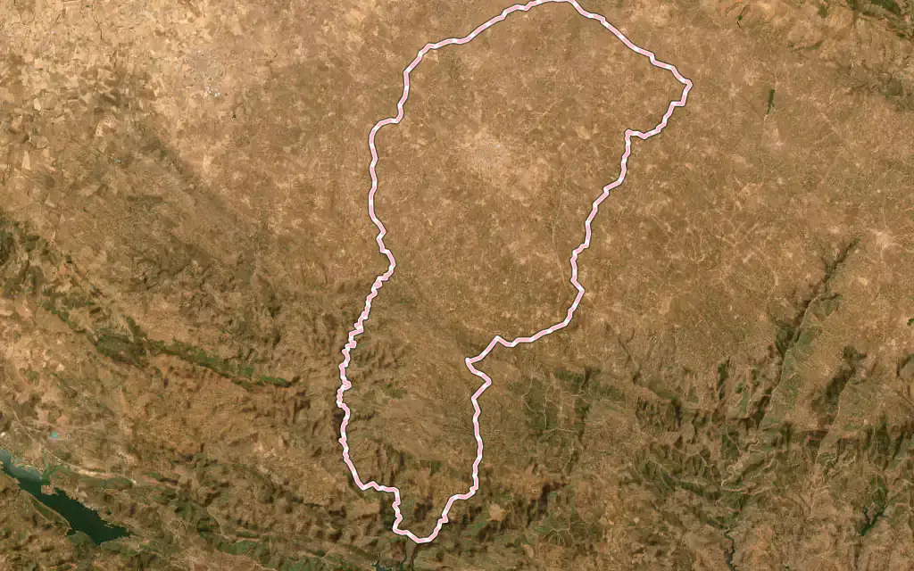 Vista satélite de Villanueva de Córdoba con su contorno administrativo