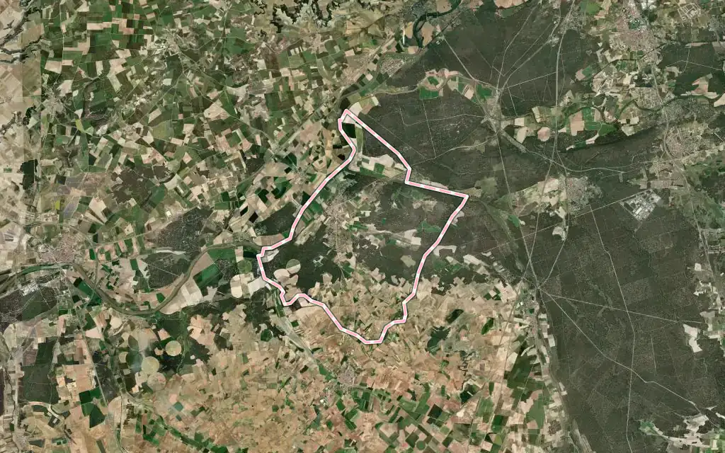 Vista satélite de Villanueva de Duero con su contorno administrativo