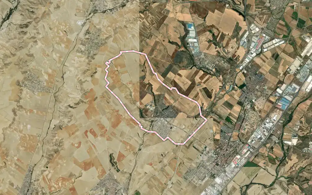 Vista satélite de Villanueva de la Torre con su contorno administrativo