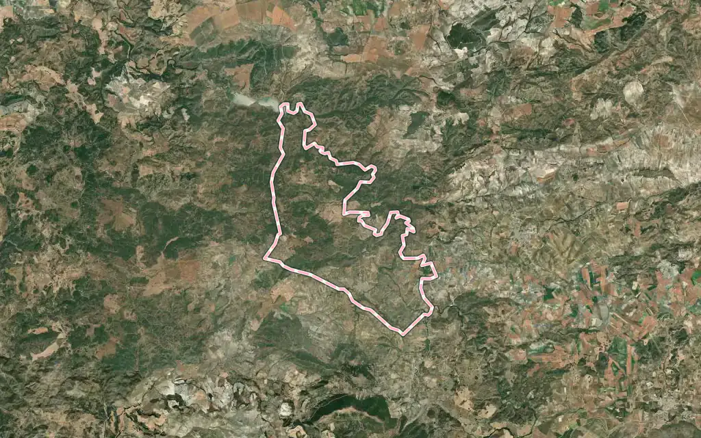 Vista satélite de Villanueva de San Juan con su contorno administrativo