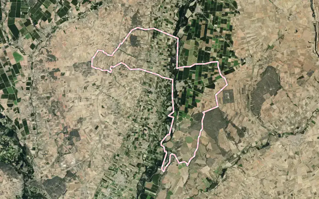Vista satélite de Villaquejida con su contorno administrativo