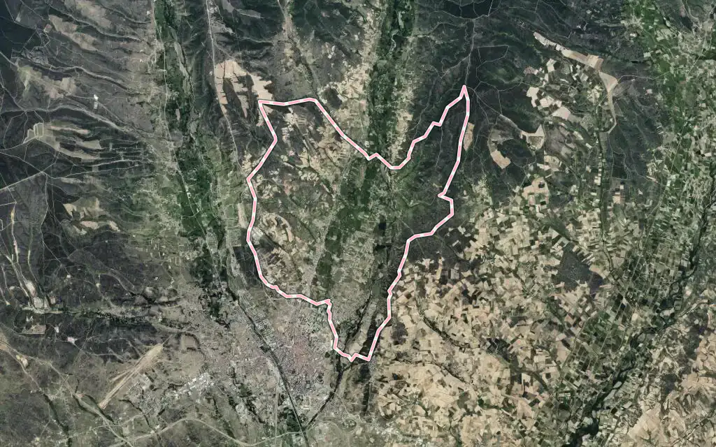 Vista satélite de Villaquilambre con su contorno administrativo
