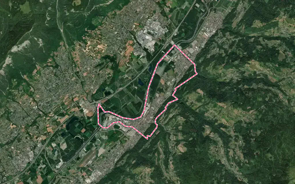 Vue satellite de Villard-Bonnot avec ses contours administratifs
