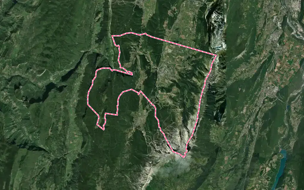 Vue satellite de Villard-de-Lans avec ses contours administratifs