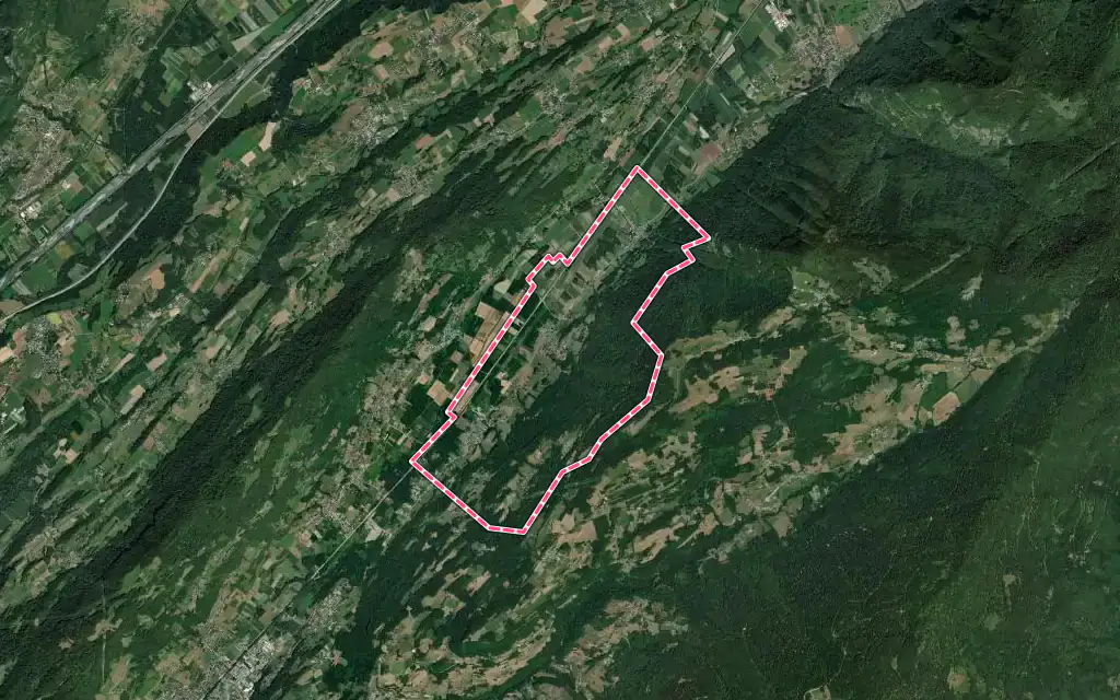 Vue satellite de Villard-Léger avec ses contours administratifs