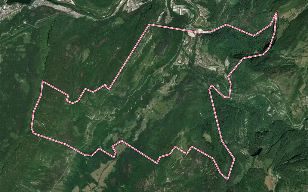 Vue satellite de Villard-Saint-Sauveur avec ses contours administratifs