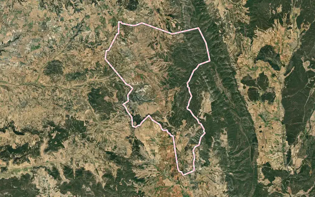 Vista satélite de Villar de Domingo García con su contorno administrativo