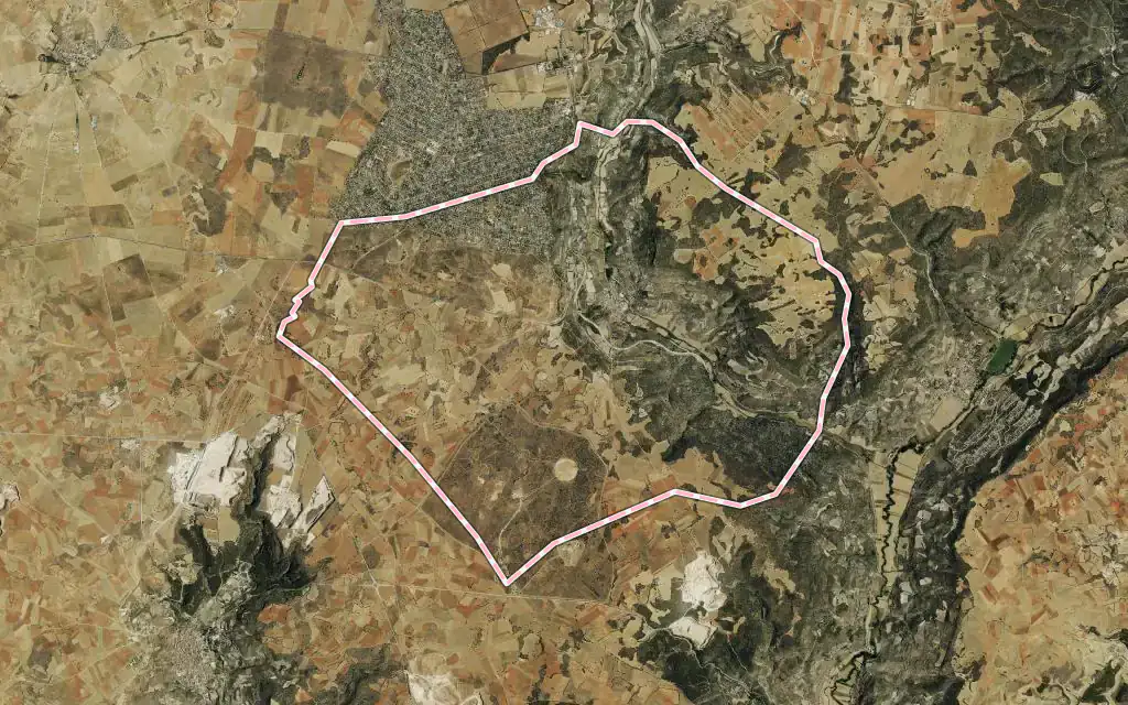 Vista satélite de Villar del Olmo con su contorno administrativo