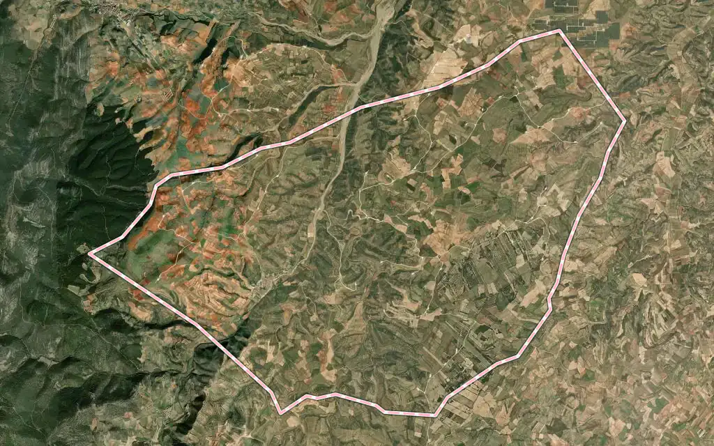 Vista satélite de Villar de los Navarros con su contorno administrativo