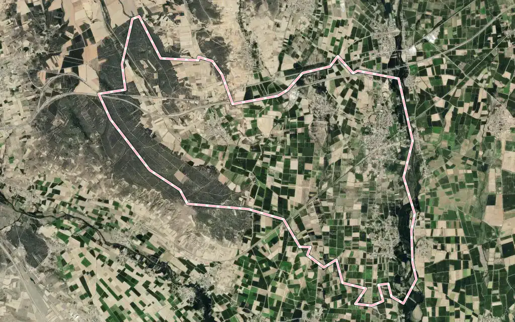 Vista satélite de Villarejo de Órbigo con su contorno administrativo