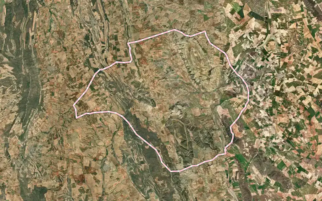 Vista satélite de Villarejo de Fuentes con su contorno administrativo