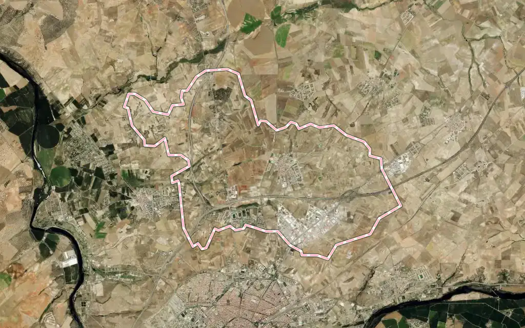 Vista satélite de Villares de la Reina con su contorno administrativo
